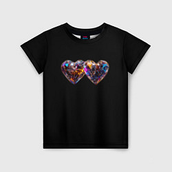 Детская футболка Два разноцветных сердечка