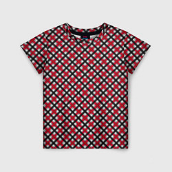 Детская футболка Красно-черный клетчатый узор шотландка