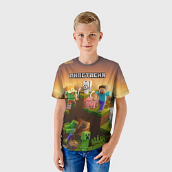 Футболка детская Анастасия Minecraft, цвет: 3D-принт — фото 2