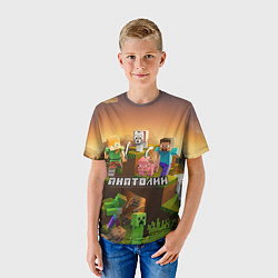 Футболка детская Анатолий Minecraft, цвет: 3D-принт — фото 2