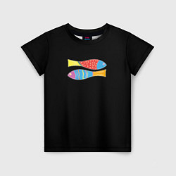 Детская футболка Цветные рыбки знака зодиака