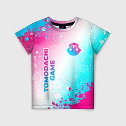 Детская футболка Tomodachi Game neon gradient style: надпись, симво