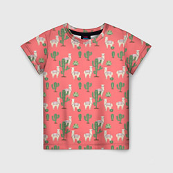 Детская футболка Три забавных альпака среди кактусов