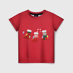 Детская футболка Новогодняя композиция - Красный фон