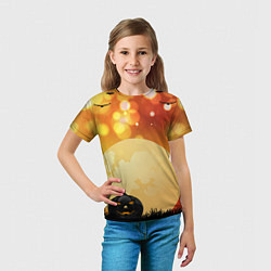 Футболка детская Хэллоуин черная тыква, цвет: 3D-принт — фото 2