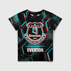 Футболка детская Everton FC в стиле glitch на темном фоне, цвет: 3D-принт