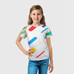 Футболка детская Разноцветные круги и полосы, цвет: 3D-принт — фото 2
