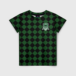 Детская футболка Краснодар черно-зеленая клетка