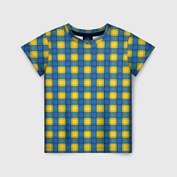Детская футболка Желтый с синим клетчатый модный узор