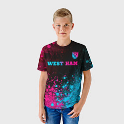 Футболка детская West Ham - neon gradient: символ сверху, цвет: 3D-принт — фото 2