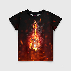 Детская футболка Гитара - пламя