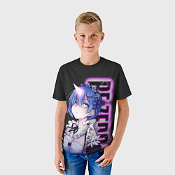 Футболка детская Рэм - Режим берсерка - Re Zero, цвет: 3D-принт — фото 2