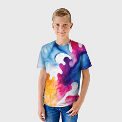 Футболка детская Необычные акварельные узоры, цвет: 3D-принт — фото 2