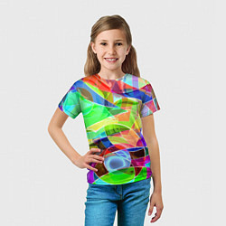 Футболка детская Цветная геометрическая композиция - лето, цвет: 3D-принт — фото 2