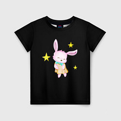 Детская футболка Крольчонок танцует со звёздами на чёрном фоне