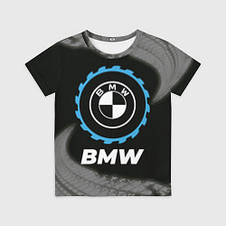 Футболка детская BMW в стиле Top Gear со следами шин на фоне, цвет: 3D-принт