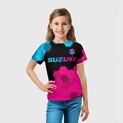 Футболка детская Suzuki - neon gradient: символ сверху, цвет: 3D-принт — фото 2