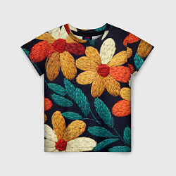 Детская футболка Цветы в стиле вышивки