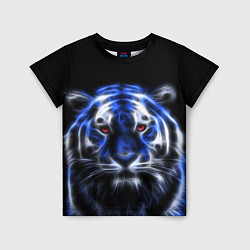 Детская футболка Синий неоновый тигр