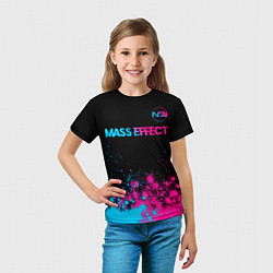 Футболка детская Mass Effect - neon gradient: символ сверху, цвет: 3D-принт — фото 2
