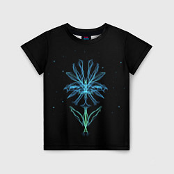 Детская футболка Неоновый цветок на черном фоне