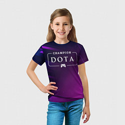 Футболка детская Dota gaming champion: рамка с лого и джойстиком на, цвет: 3D-принт — фото 2