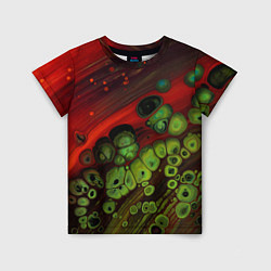 Детская футболка Абстрактные красный песок и зелёные камни