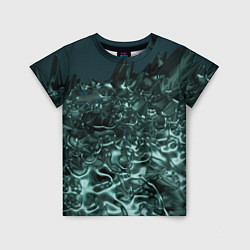 Детская футболка Абстрактный голубой жидкий металл