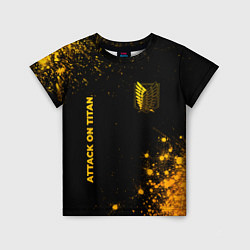 Детская футболка Attack on Titan - gold gradient: надпись, символ