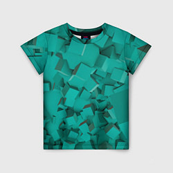 Детская футболка Абстрактные сине-зелёные кубы