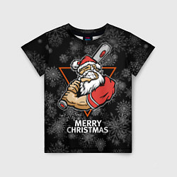 Детская футболка Merry Christmas! Cool Santa with a baseball bat