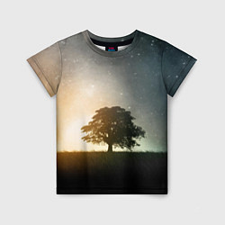 Детская футболка Раскидистое дерево на фоне звёздного неба