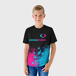 Футболка детская SsangYong - neon gradient: символ сверху, цвет: 3D-принт — фото 2