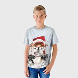 Футболка детская Merry Christmas foxy, цвет: 3D-принт — фото 2