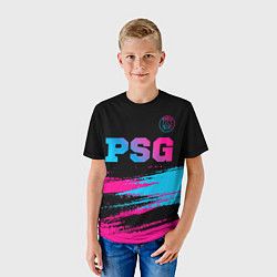 Футболка детская PSG - neon gradient: символ сверху, цвет: 3D-принт — фото 2