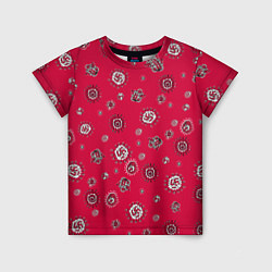 Детская футболка Красно черные цветы