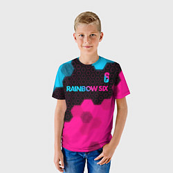 Футболка детская Rainbow Six - neon gradient: символ сверху, цвет: 3D-принт — фото 2