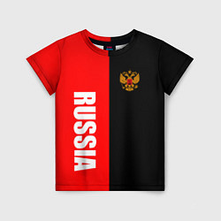 Футболка детская Россия: Черно-красный, цвет: 3D-принт