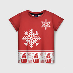 Детская футболка Снеговики в снежинках