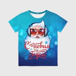 Футболка детская Санта в наушниках, цвет: 3D-принт