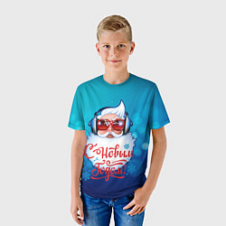 Футболка детская Санта в наушниках, цвет: 3D-принт — фото 2
