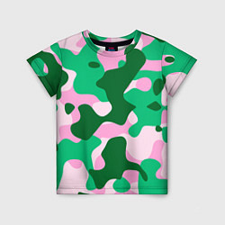 Детская футболка Абстрактные зелёно-розовые пятна