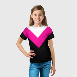 Футболка детская FIRM черный с розовой вставкой, цвет: 3D-принт — фото 2