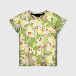 Детская футболка Нежные цветы - лилии: цветной паттерн