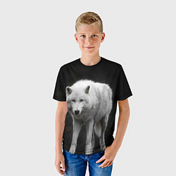 Футболка детская Белый волк на темном фоне, цвет: 3D-принт — фото 2