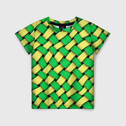 Футболка детская Жёлто-зелёная плетёнка - оптическая иллюзия, цвет: 3D-принт