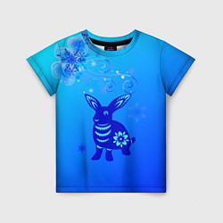 Футболка детская Синий кролик и снежинки, цвет: 3D-принт