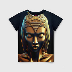 Футболка детская Нейросеть - золотая статуя египетской царицы, цвет: 3D-принт