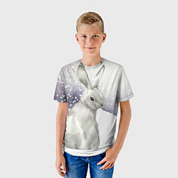 Футболка детская Милый кролик на снегу, цвет: 3D-принт — фото 2