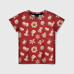 Детская футболка Новогоднее настроение: красно-молочный